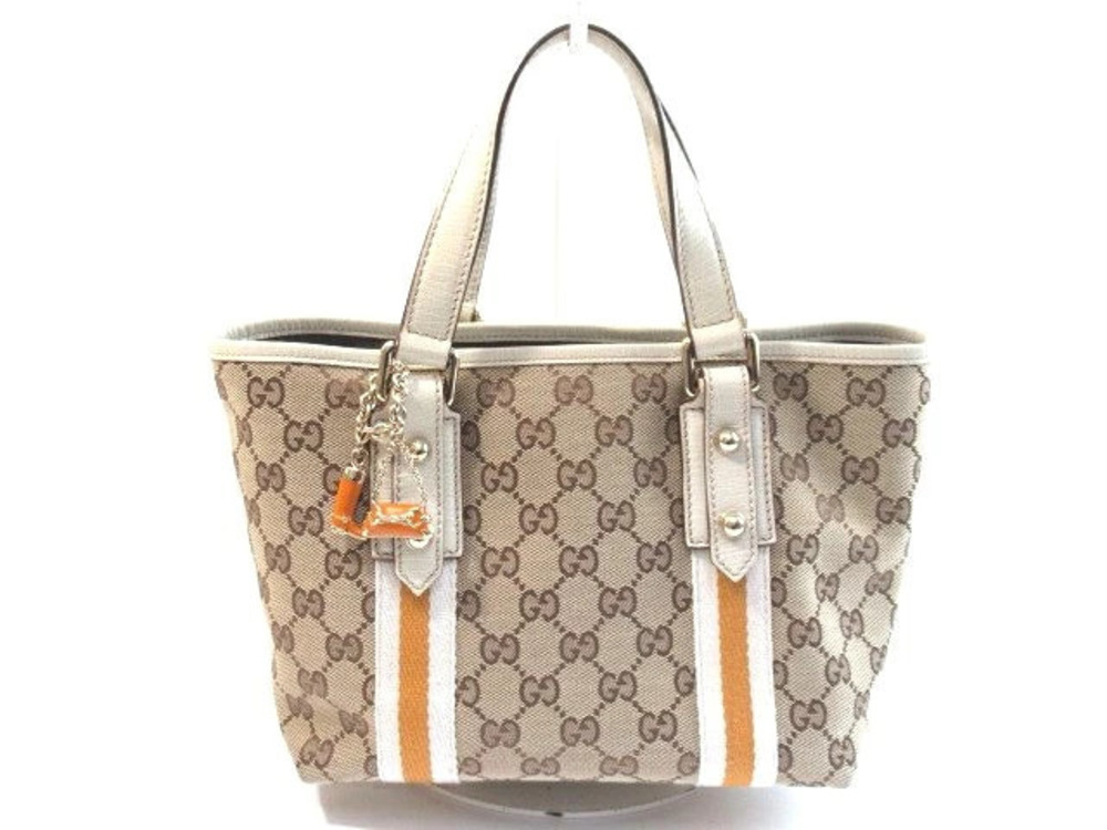 Gucci handbag canvas calfskin Beige Cream Ivory White